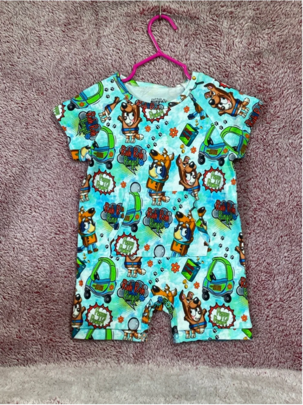 Cotton Cuties (organic) Bluey Scooby Doo pocketed romper 12-18 Months kidcore